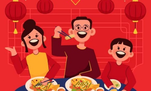 family eating meal